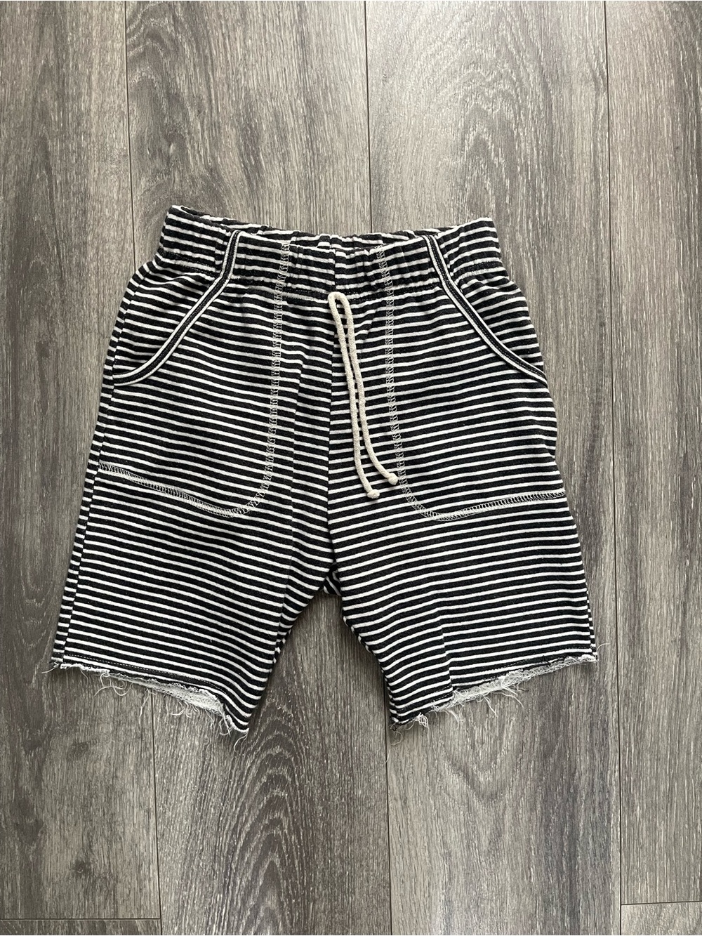 Striped Black & White Men's Drawstring Shorts
